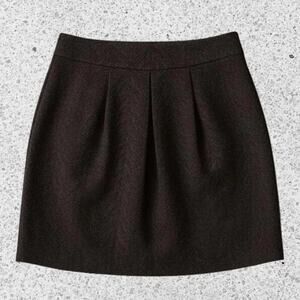 Eileen Fisher Musel Short With Pleats Wool Blend Herringbone Skirt Size Medium